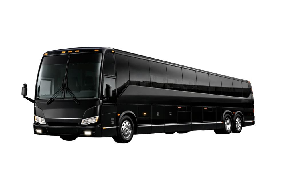 sleek black luxury motor coach